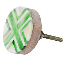 Pea Green Round Bone Horn Cabinet Wooden Knob